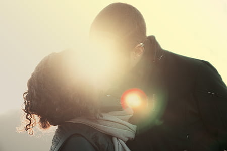 couple about to kiss photograph thumbnail