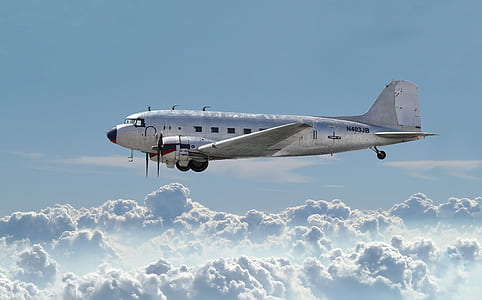 gray plane flying above the sky thumbnail