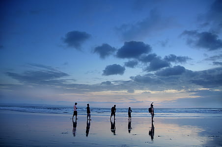 group of people near in the beach during nightime thumbnail