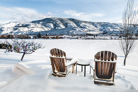 snow, winter, landscape, chair, seat thumbnail