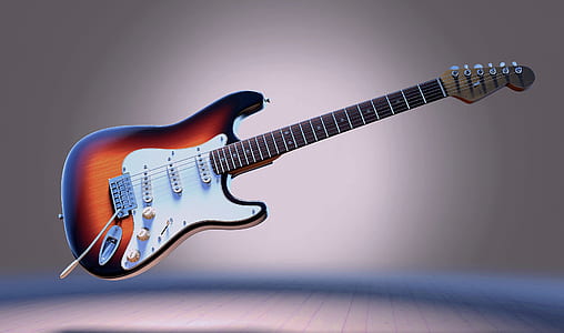 orange and white electric guitar thumbnail