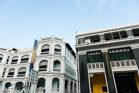 white and black buildings during daytime in worms view photography thumbnail