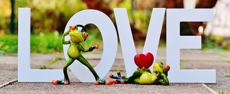 two frogs in front of love freestanding letter thumbnail
