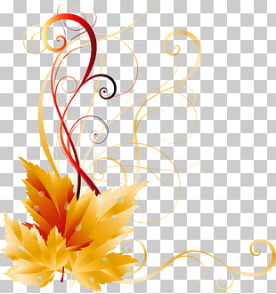 Autumn leaf color , Transparent Fall Leaves Decor , yellow floral artwork PNG clipart