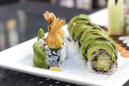 sushi dish served on white plate thumbnail