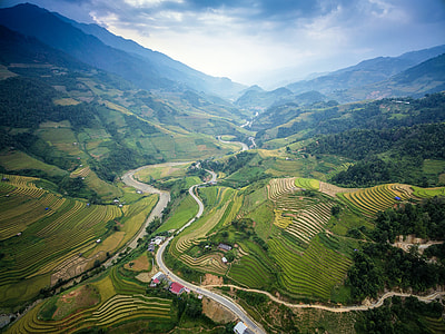 aerial view of green field during daytime thumbnail
