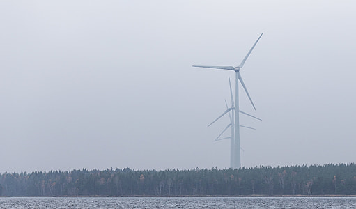 windmills surrounded by trees during daytime thumbnail