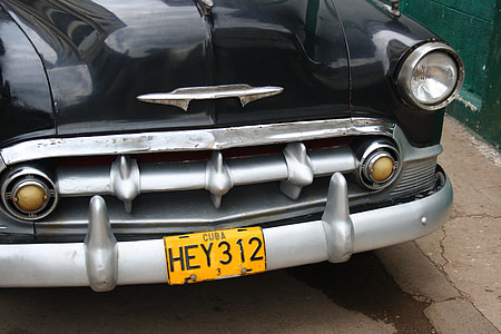 vintage black and gray car with HEY 312 license plate number thumbnail