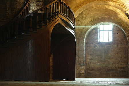 brown wooden stair inside the building thumbnail