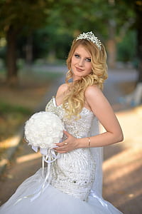 women's white wedding dress thumbnail