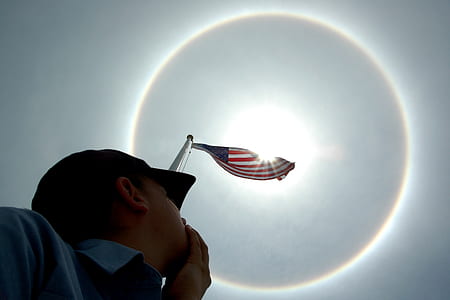 worm's eye view of USA flag thumbnail