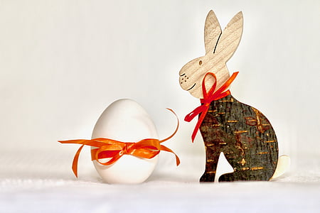 rabbit cutout decor facing white egg thumbnail
