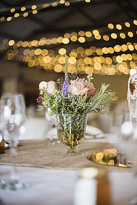 clear glass centerpiece on table thumbnail