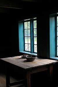 rectangular gray wooden table near window thumbnail
