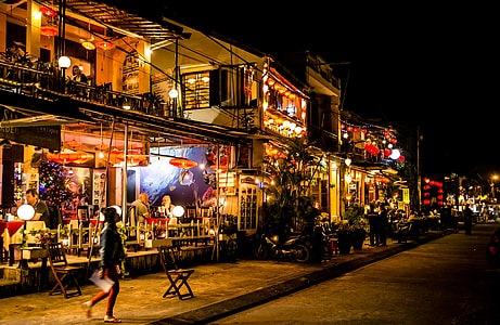 wooden structures with lighted lamps thumbnail