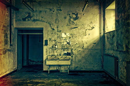 white wooden table near gray wall thumbnail