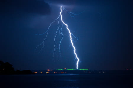 lightning strike near body of water thumbnail
