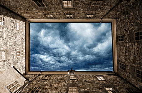 person showing blue and white cloudy sky thumbnail