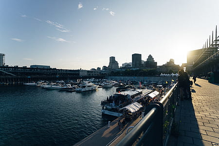 yacht in dock under clear blue sky thumbnail