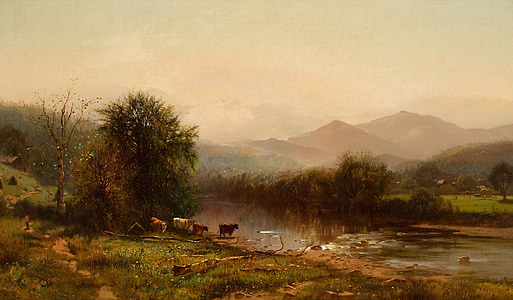 herd of cows and trees painting thumbnail
