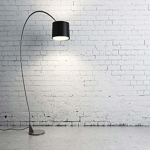 Turned on Black Torchiere Lamp thumbnail