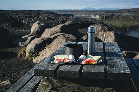 Camping breakfast in nature thumbnail