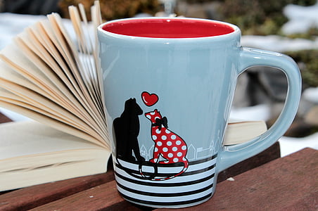 blue and red dog print ceramic mug thumbnail