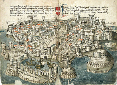 Rhodes city, around 1490 in Greece thumbnail
