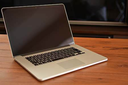 turned of laptop computer on table thumbnail