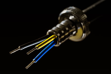 black, yellow, and blue coated cable thumbnail