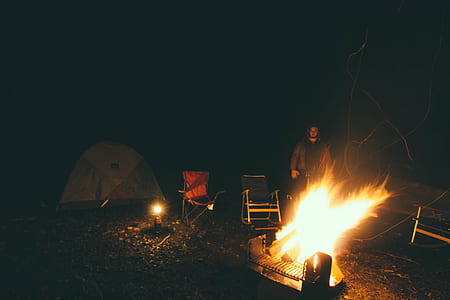 man near camping chairs infront bonfire thumbnail