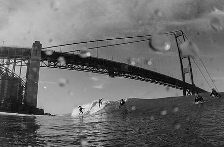 grayscale photograph of bridge thumbnail