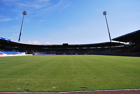 soccer field under blue sky thumbnail
