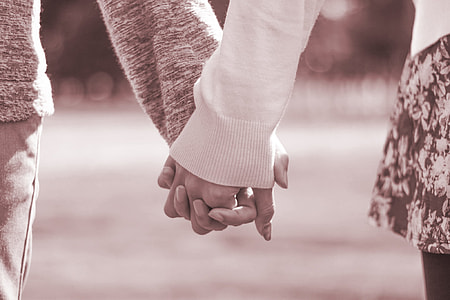 couple holding hands grayscale photography thumbnail