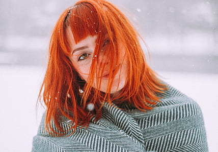 girl with orange hair covered with cloth thumbnail