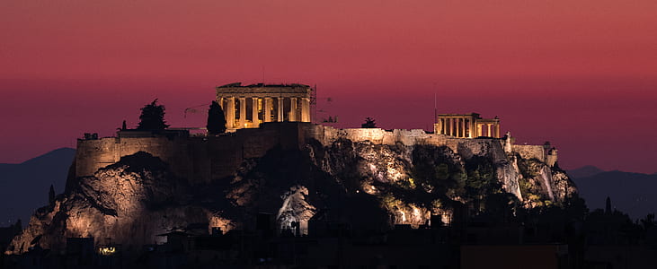 Parthenon under orange sky thumbnail