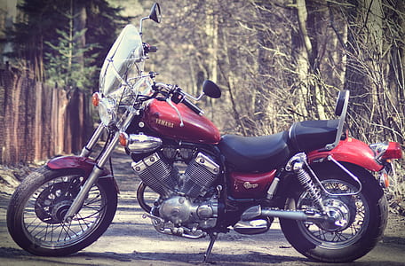parked cruiser motorcycle on road thumbnail