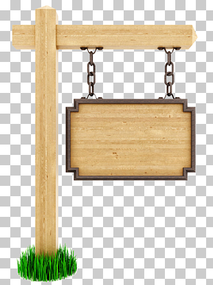 Sign Wood, Wooden signs, hanging board on post PNG clipart