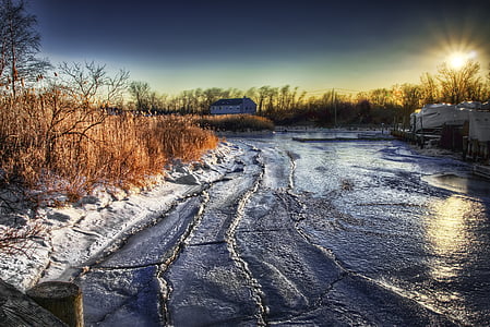 wavy body of water near brown field thumbnail