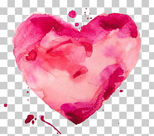 Watercolor painting Heart Stock illustration, FIG watercolor painted heart-shaped material, pink and peach-colored heart PNG clipart