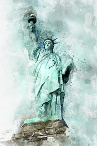 closeup photo of Statue of Liberty painting thumbnail