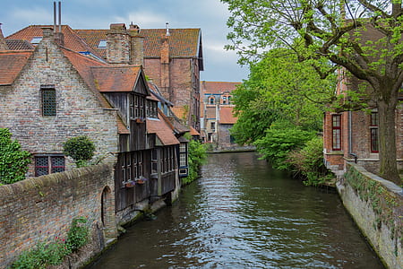 brown brick wall house beside body of water at day time thumbnail