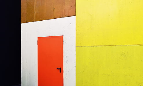 close red flush door with black lever thumbnail