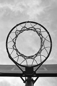 bottom shot photo of basketball hoop thumbnail