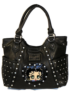 black Betty Boop leather tote bag thumbnail