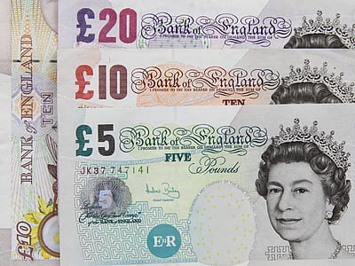 four 20, 10, and 5 pounds banknotes thumbnail