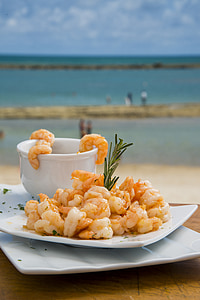 shrimp dish on white ceramic plate thumbnail