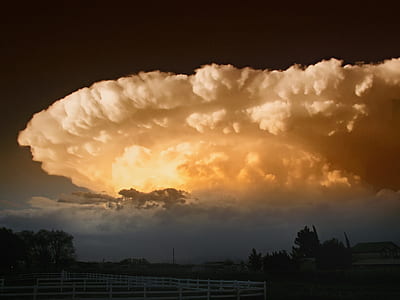 White and Yellow Cloudy Sky over Farm Lands thumbnail