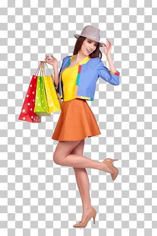 Woman, Fashion shopping beauty, woman holding three paper bags PNG clipart