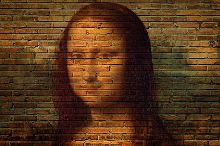 Monalisa painting on brick wall at daytime thumbnail